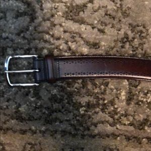 Allen Edmonds Burgandy Belt with “Wing Tip” inlays